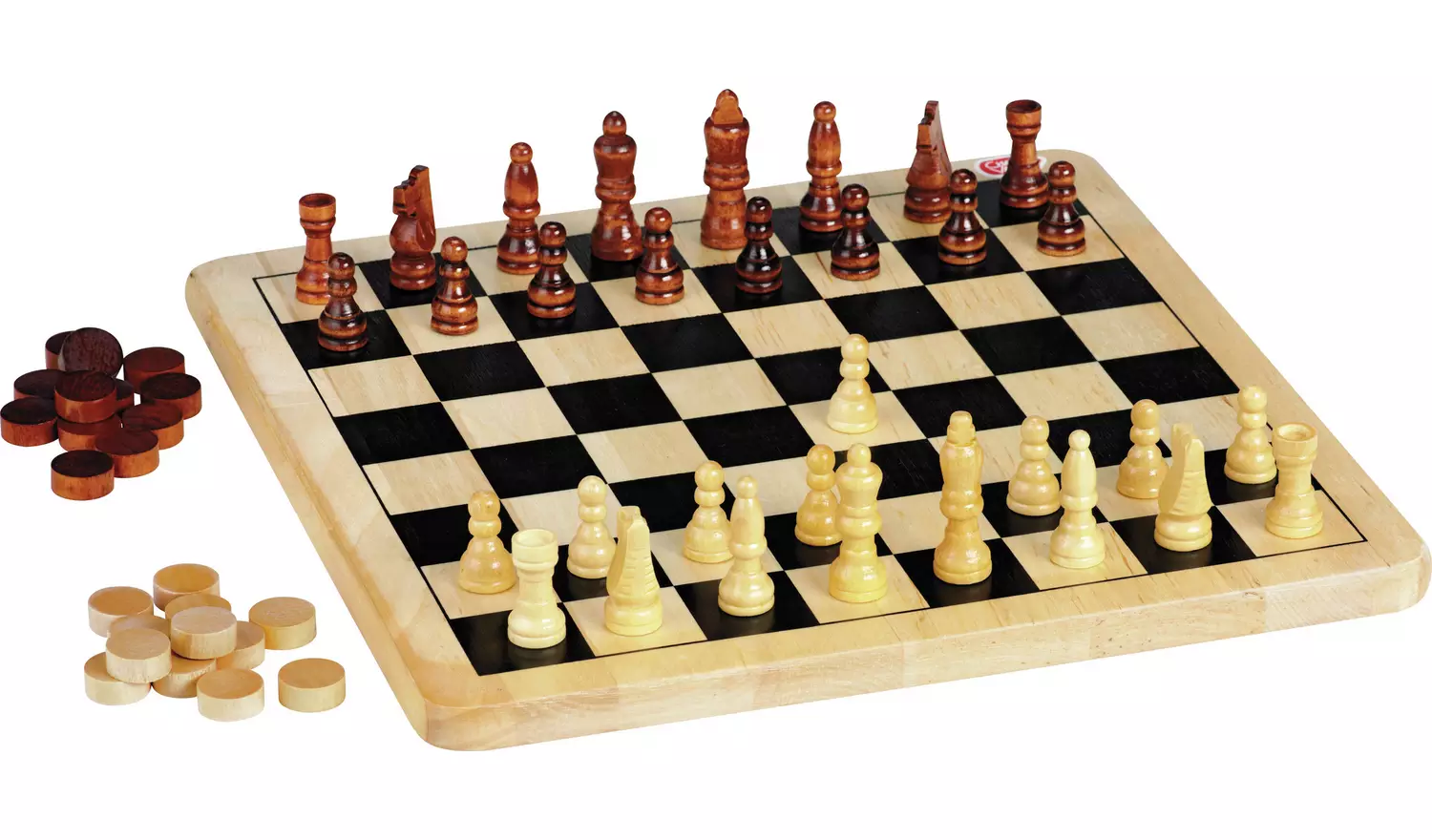 Chad Valley Wooden Chess and Draughts Board Game